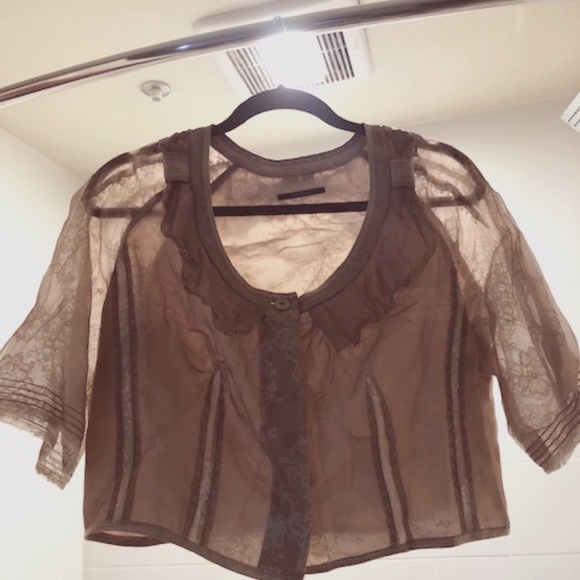 Elie Tahari silk and lace short blouse - Picture 1 of 6